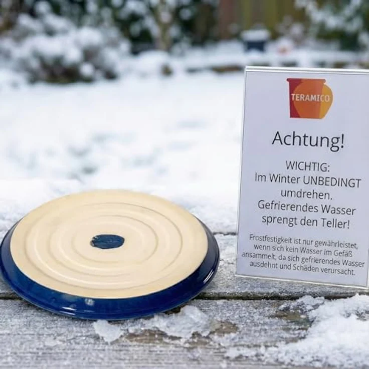 Teramico Pflanzenteller Untersetzer Keramik, frostfest, Royal Blau, 30 cm, handgefertigt, winterhart – Bild 4