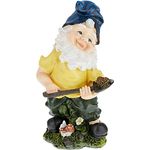 Relaxdays Gartenzwerg mit Schaufel, wetterfest, frostsicher, HBT: 32 x 17 x 15 cm, Gartenfigur Wichtel, Kunststein, bunt