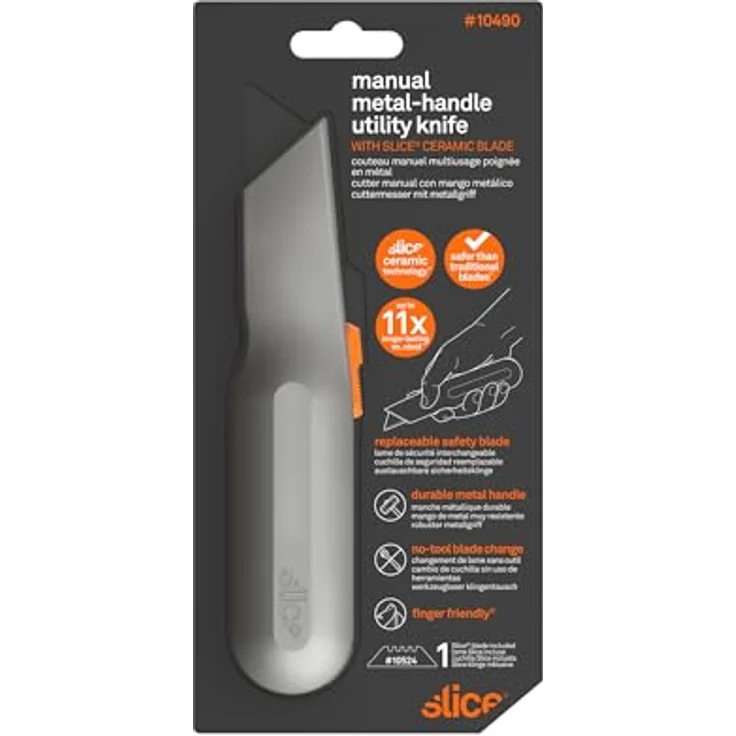 SLICE Cuttermesser Slice 10490, Teppichmesser mit robustem Metallgriff, manueller Klingenverstellung und finger-friendly® Sicherheitsklinge – Bild 7