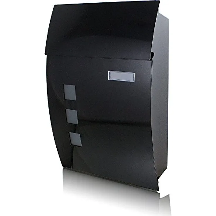MS-Point Halbrunder Wandbriefkasten, eleganter Metallbriefkasten mit 3 Sichtfenstern, Schwarz