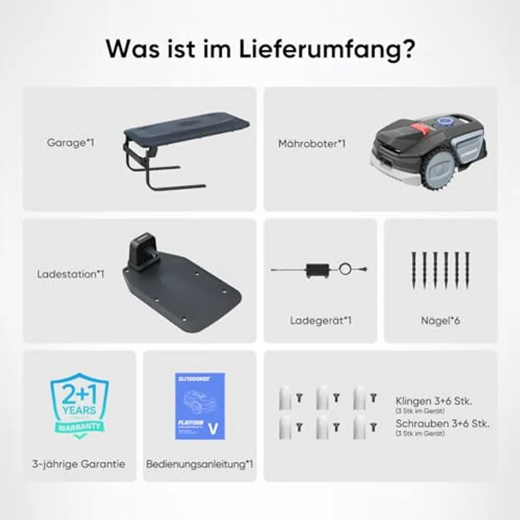 Sunseeker Mähroboter 'V1', kabellose Rasenpflege für Gärten bis 300 m², mit ReadyGo-System und Garage – Bild 8