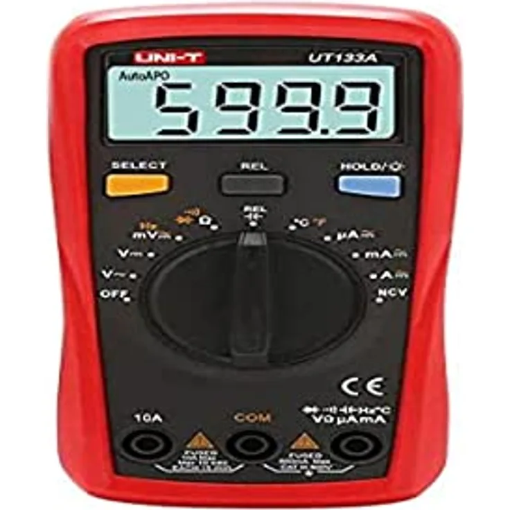 UNI-T UT133A Digitales Hand-Multimeter, 600 V AC/DC, 10 A, Temperaturbereich -40 °C - 1000 °C, akustischer Alarm, automatische Abschaltung