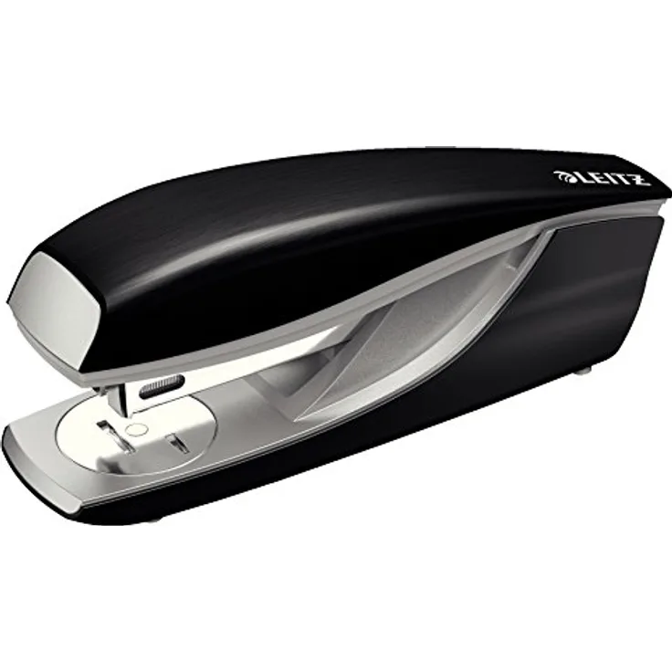 Leitz Büroheftgerät aus Metall, Für 30 Blatt, Inkl. Heftklammern, Ergonomisches Design, Satin Schwarz, Style-Serie, 55620094