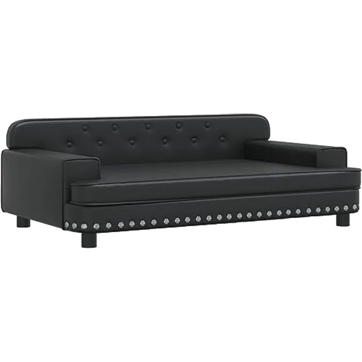 vidaXL Hundebett Schwarz 90x53x30 cm Kunstleder – Bild 1