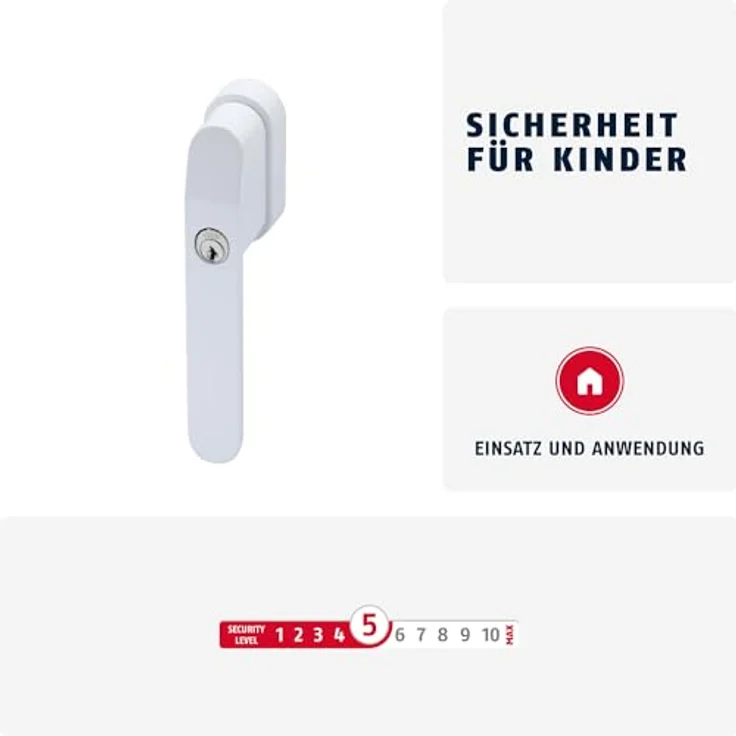 ABUS FG400, Abschließbarer Fenstergriff mit Druckzylinder und Schlüssel, Kindersicherung, Einbruchschutz, weiß, Sicherheitslevel 5, gleichschließend AL0125 – Bild 2