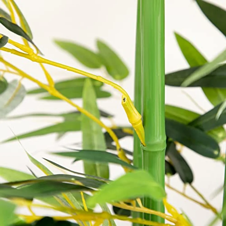 HOMCOM Kunstpflanze im Kiefernholztopf Bambus, Höhe 180 cm, Indoor/Outdoor, Dekopflanzen, Grün – Bild 10