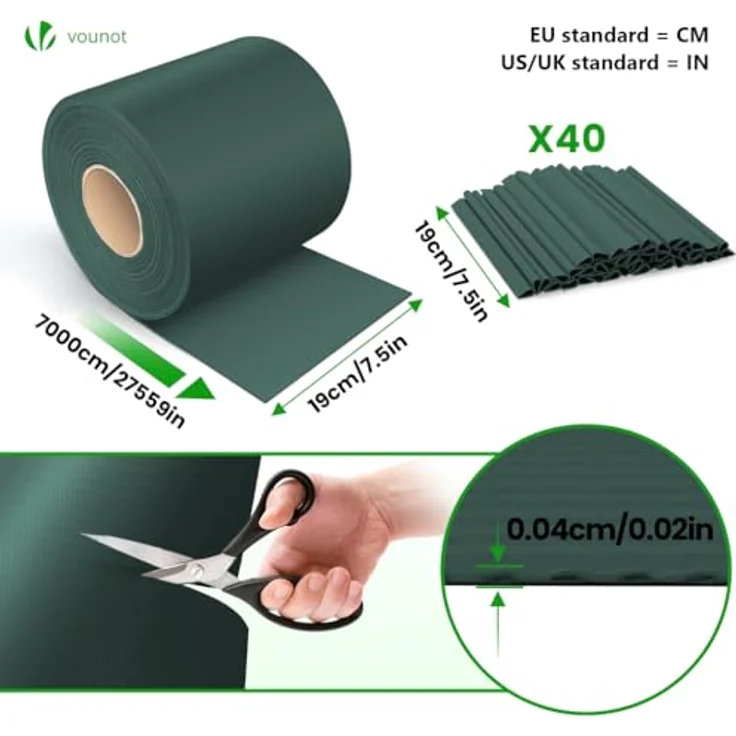 VOUNOT® PVC Sichtschutzstreifen für Doppelstabmatten 70m x 19cm, 40 Befestigungsclips, Sichtschutz Zaunfolie für Stabmattenzaun, Gartenzaun, Zaun, Grün – Bild 4