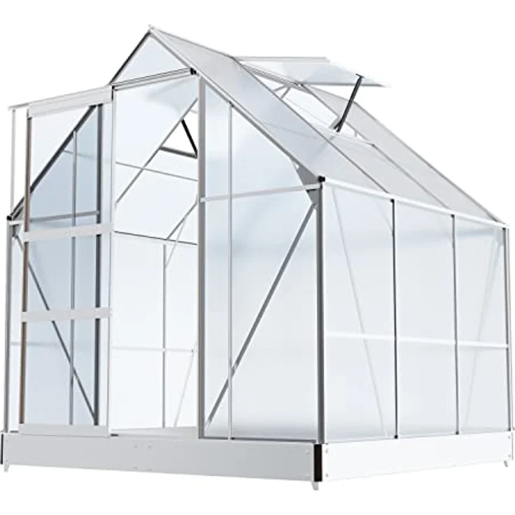 GARMIO® Gewächshaus CUNEO 190x190cm für den Garten, Alu Frühbeet inklusive Fundament, 2 Dachfenster Treibhaus Aufzucht Pflanzenhaus Tomatenhaus 3,7m² UV-Schutz – Bild 5