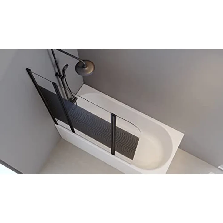 Marwell Black Lines Badewannenaufsatz 125 x 140 cm Duschwand für Badewanne 3-teilig faltbar in matt schwarz - Duschabtrennung aus 4 mm starken Einscheibensicherheitsglas – Bild 4