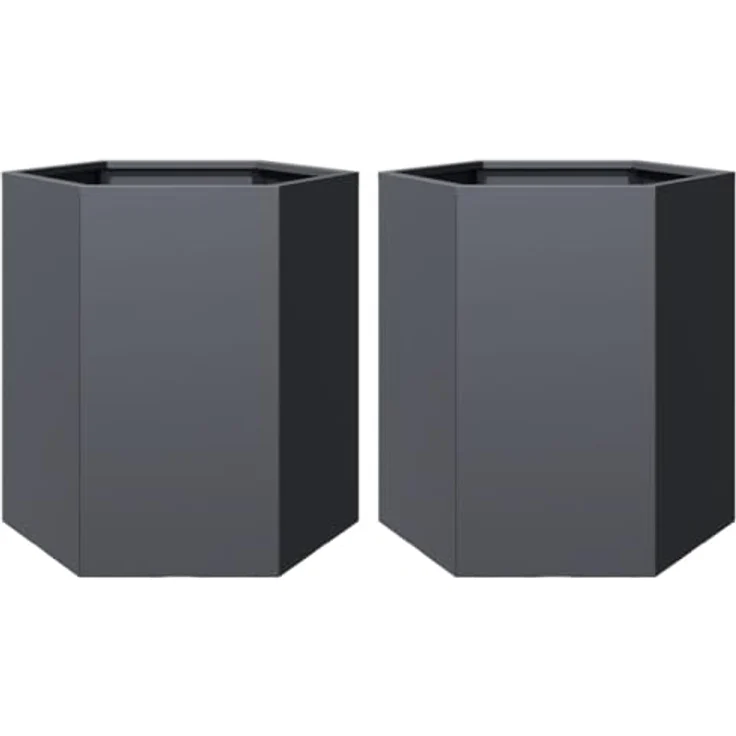 vidaXL Pflanzkübel 2 STK. Anthrazit Sechseckig 46x40x45 Stahl, witterungsbeständig und mit viel Platz – Bild 1