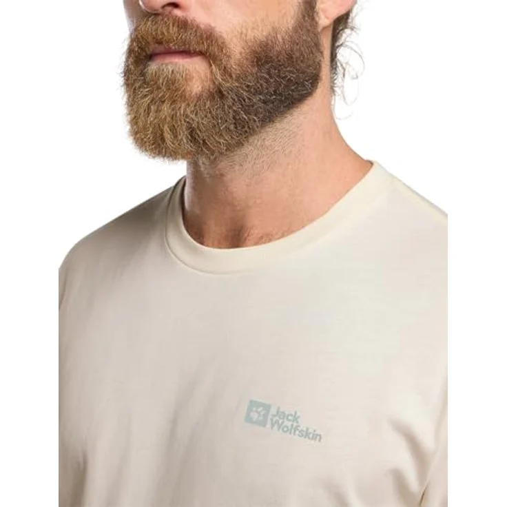 Jack Wolfskin Essential T M, Herren Shirt aus nachhaltigem Organic Cotton, atmungsaktiv, Weiss, (L) – Bild 6