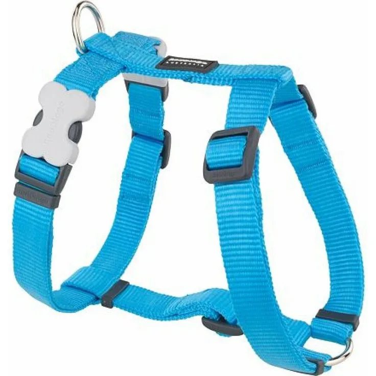 Red Dingo Hunde-Geschirr weich, verstellbar 37-61 cm, türkis, 20 mm dick aus Nylon und Edelstahl