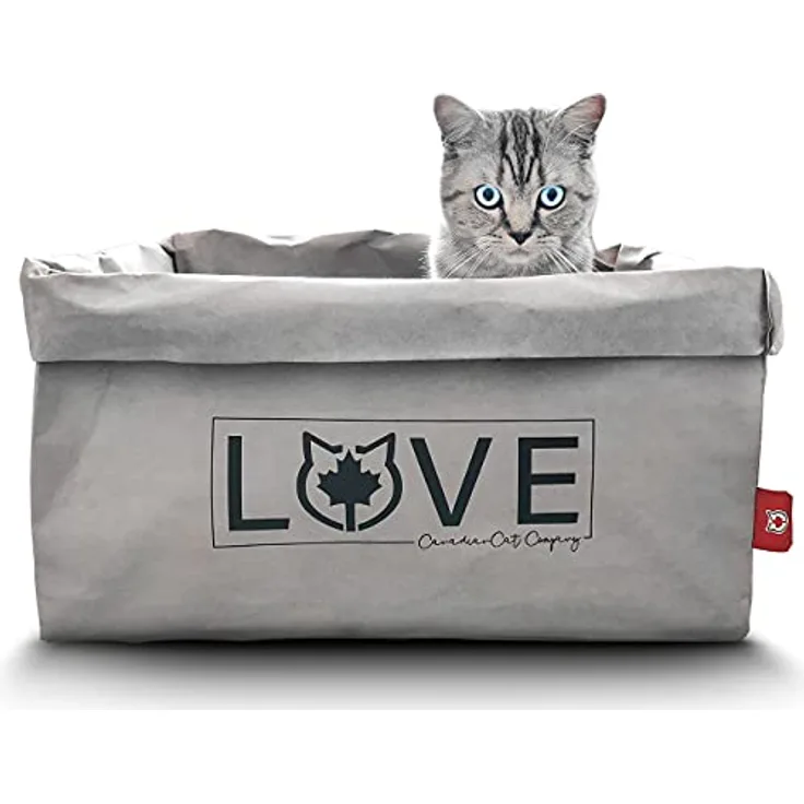 CanadianCat Company | Katzenbett 45 x 35 x 35 cm - Kuschelbett, Bettchen für alle Katzen die Pappe und Papier lieben
