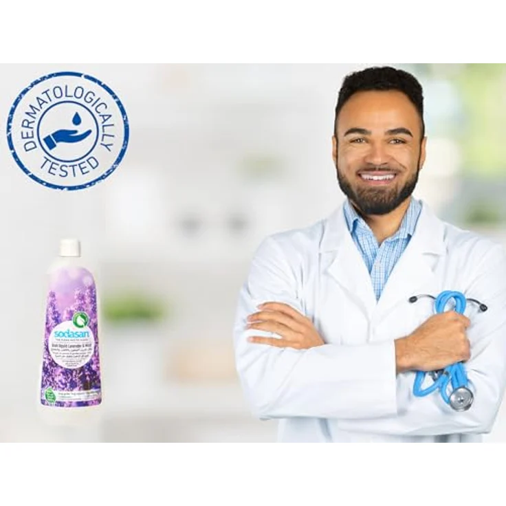 Sodasan Spülmittel - Lavendel & Minze, 1L Geschirrspülmittel mit pflanzlichen Inhaltsstoffen für sanfte Hautverträglichkeit – Bild 4