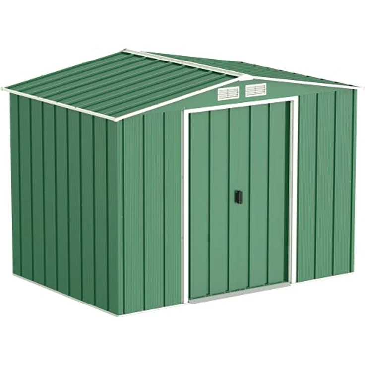 Duramax ECO 8 x 6 (4.37 m²) Metallgerätehaus, feuerverzinktes Metall gerätehaus - Geräteschuppen, verstärkte Dachkonstruktion, wartungsfreier und wetterfester Metallschuppen, Grün – Bild 1