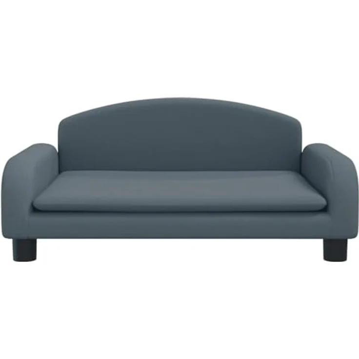 vidaXL Tierbett Dunkelgrau, Hundesofa mit weichem Schaumstoff und Kiefernholzrahmen – Bild 4