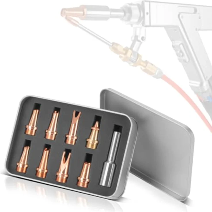 STAHLWERK Laser-Düsen 9er Set, Profi-Zubehör für Laser-Schweißbrenner mit 7 Schweißdüsen, 1 Schneiddüse, 1 Düsenträger und Schutzbox, bis 2000 Watt – Bild 1