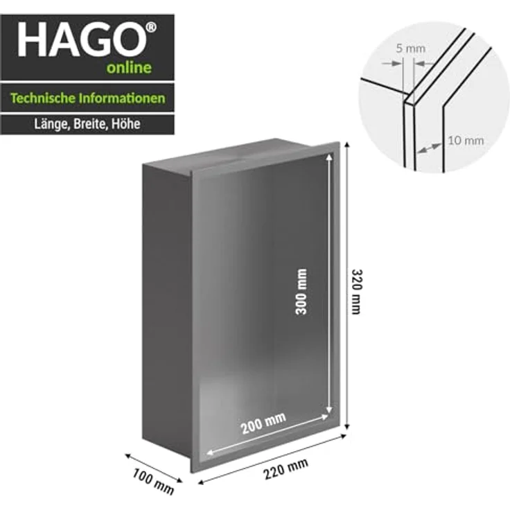HAGO Duschwand DIY Duschnische Edelstahl gebürstet - Maximale Raumoptimierung und Elegantes Design – Bild 3