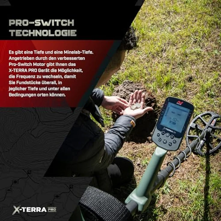 Minelab X-Terra Pro, Metalldetektor mit 6 Suchmodi, wasserdicht bis 5 Meter, umschaltbare Frequenzen 5, 8, 10 und 15 kHz – Bild 3
