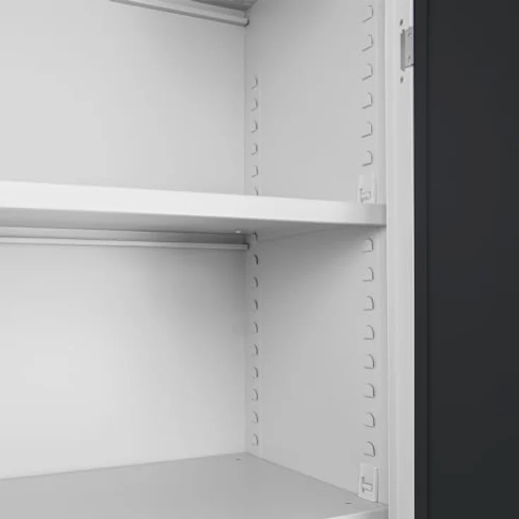 ADB Flügeltürenschrank RAL7035 / 7016, H 1950 x B 920 x T 420 mm | Metallschrank mit 50 kg Traglast pro Fachboden, lichtgrau anthrazitgraue Türen – Bild 4
