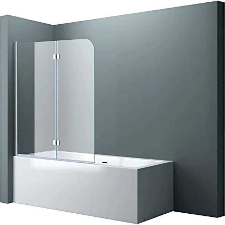 doporro 120x140 cm Design-Duschwand für Badewanne Badewannenaufsatz Duschabtrennung 6mm ESG-Sicherheitsglas inkl. NANO-Beschichtung Badewannenfaltwand – Bild 1