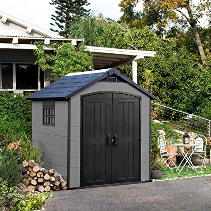 Keter Premier Apex Gartenhaus, Grau, 2,3 x 2,1 m, Ideale Outdoor-Aufbewahrungslösung – Bild 2