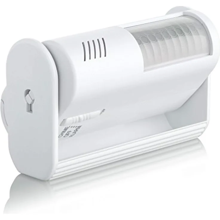 SEBSON® Bewegungsmelder mit Alarm und Klingel, Durchgangsmelder, batteriebetrieben, Alarmanlage, Weiß