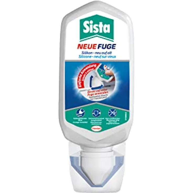 Sista NEUE FUGE, weiße Silikon Dichtmasse, in wenigen Minuten von IHH zu AHH, schimmelresistentes Sanitärsilikon für Küche und Bad, einfache Erneuerung von Fugen in nur einem Schritt, 1x80ml