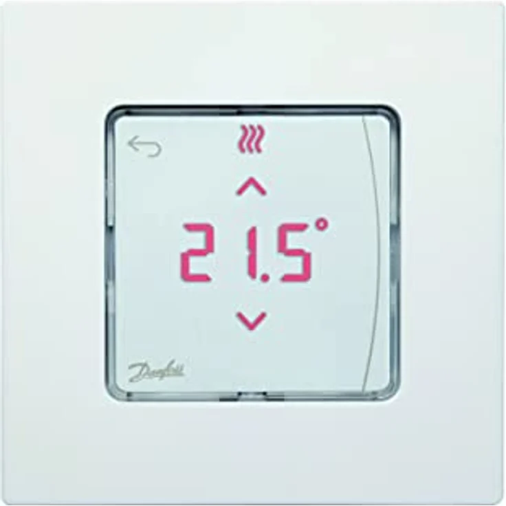 Danfoss 088u1015 Raumthermostat Aufputz mit Icon Display, digital, 230 V, für Fußbodenheizung, bis zu 5 Motoren, PWM Temperaturregelung, weiß – Bild 1