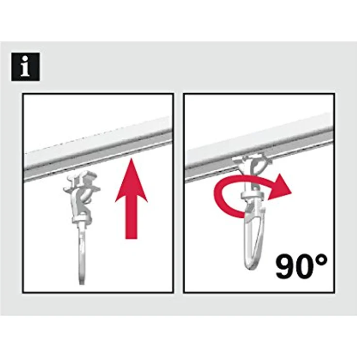 GARDINIA Drehgleiter für Aluminiumschienen / Gardinenstangen mit 6 mm Laufkanal, Mit Gardinenhaken (Faltenlegehaken), 20 Stück, Kunststoff, Weiß – Bild 3