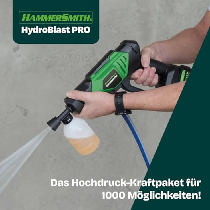 Hammersmith HydroBlast PRO Hochdruckreiniger (Akkubetrieb) - Vielseitig einsetzbar, kabellos, bis zu 60 Minuten Betriebsdauer – Bild 2