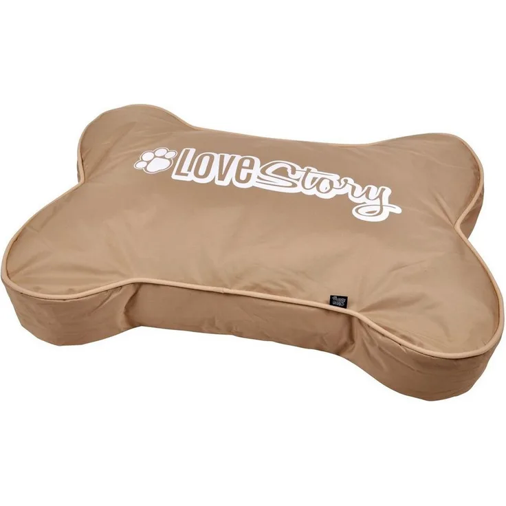 Love Story FATDOG Hundekissen in Knochenform, 100 x 70 cm, taupe- Bequemer Schlafplatz für große Hunde