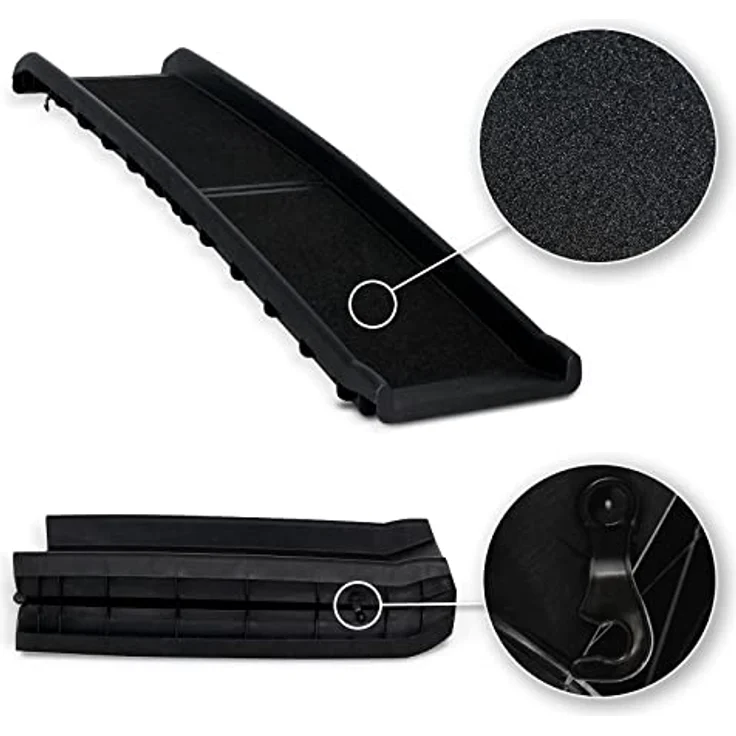 lionto Hunderampe Hundetreppe Autorampe Kofferraumrampe für Haustiere robust 156x40 cm schwarz – Bild 5