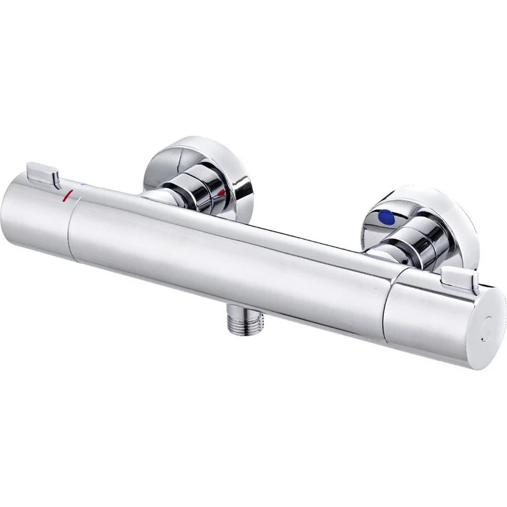 Primaster Duscharmatur Prag, Thermostatarmatur verchromt mit Verbrennungsschutz, Einhebelmischer