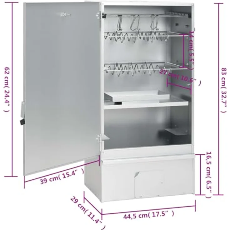 vidaXL Räucherofen, Räucherschrank mit Kaltrauchgenerator und Thermometer, verzinkter Stahl für Außen, große Räucherkammer – Bild 2