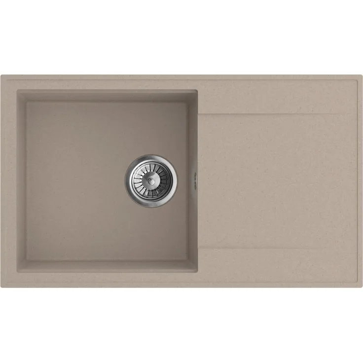 Axis Group Granitspüle Carlo 78, beige, Einbauspüle 78 x 46cm, halbmatt, kratzfest, platzsparend, modernes Design mit Siphon