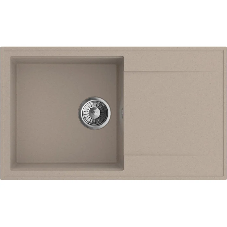 Axis Group Granitspüle Carlo 78, beige, Einbauspüle 78 x 46cm, halbmatt, kratzfest, platzsparend, modernes Design mit Siphon