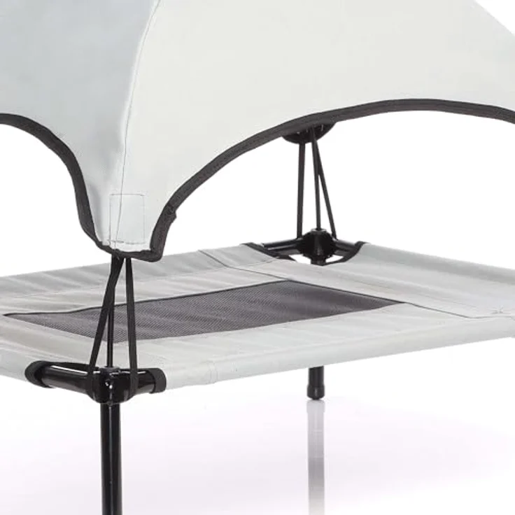 Wiltec Hundebett mit Dach Grau 122x91x16cm XL bis 50kg Sonnendach Outdoor Katzenliege Haustier Schlafplatz – Bild 4