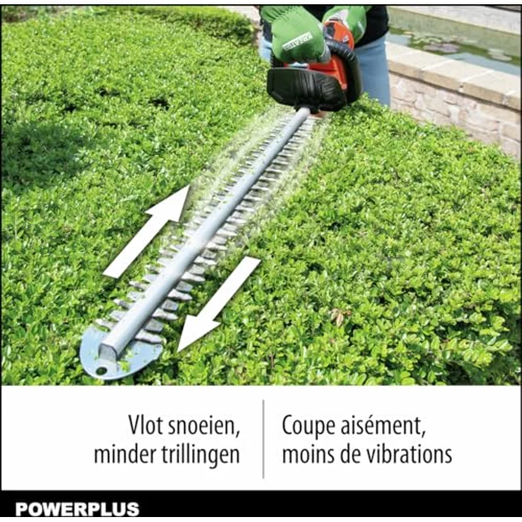 Powerplus Dual Power Heckenschere 40V, 670mm, kabellos mit lasergeschliffenen Messern, drehbarem Griff, exkl. Akku und Ladegerät – Bild 2