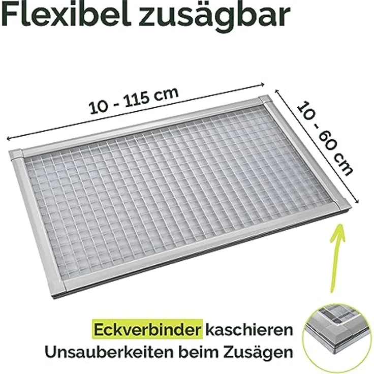 Nematek Lichtschachtabdeckung Pro - Premium Aluminium Schachtabdeckung 60 x 115 cm - Insektenschutz, cleanes Design, wetterfest – Bild 5