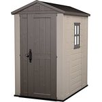 Keter Gerätehaus Factor 4x6, Beige, 4.0m³ Rauminhalt, Außenmaße (B/T/H):129.5 x 182 x 216.5 cm, wetterfest, wasserdicht, UV-beständig, Outdoor