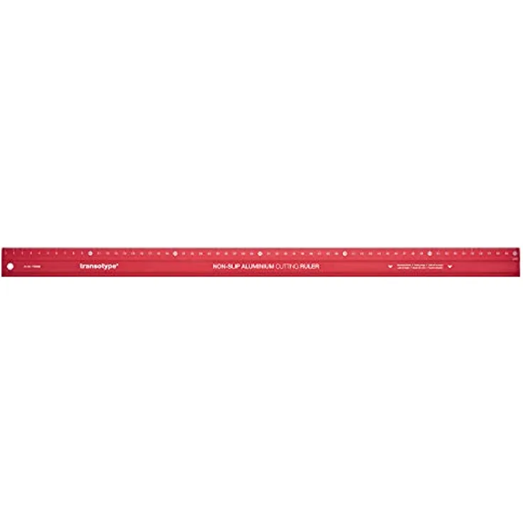 Schneide-Lineal 60 cm lang, aus Aluminium im knalligen Rot, rutschfest, robust, mit besonders gerader Schneidekante