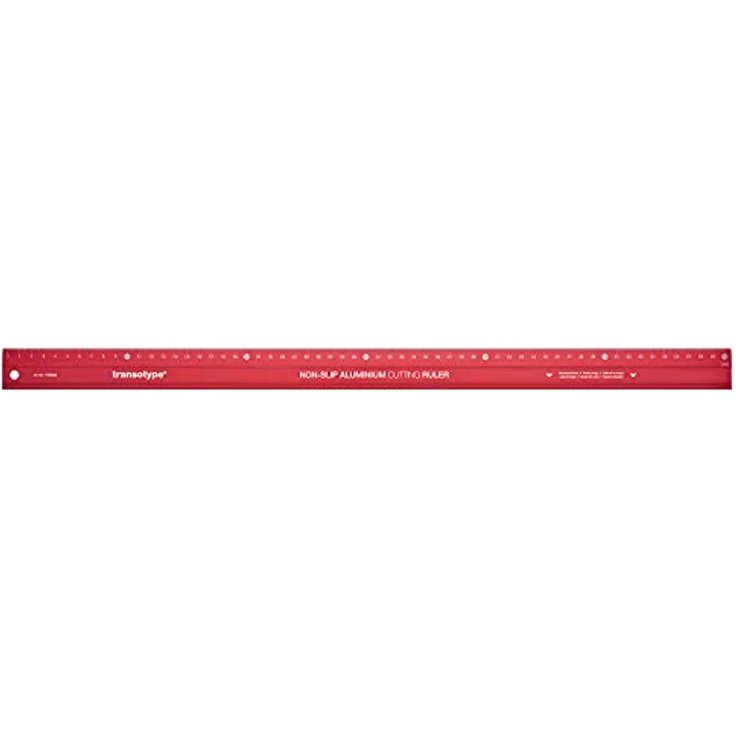 Schneide-Lineal 60 cm lang, aus Aluminium im knalligen Rot, rutschfest, robust, mit besonders gerader Schneidekante – Bild 1