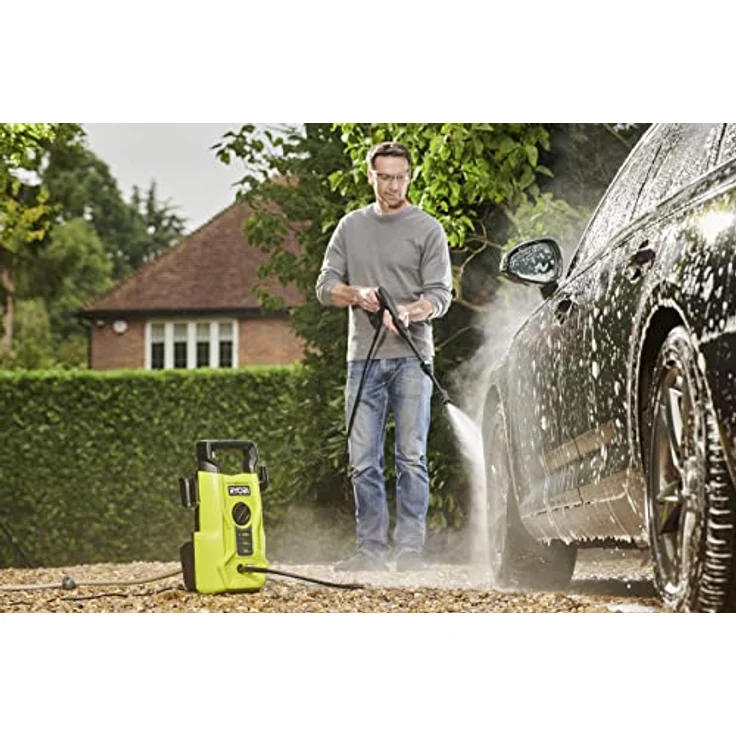 RYOBI 1400 W Elektro-Hochdruckreiniger RY100PWA, 100 bar Druck, 390 l/h Födermenge, 40° Wassertemperatur, Aluminiumpumpe, 5m Schlauch, 5m Kabel, Vario-Lanze – Bild 3
