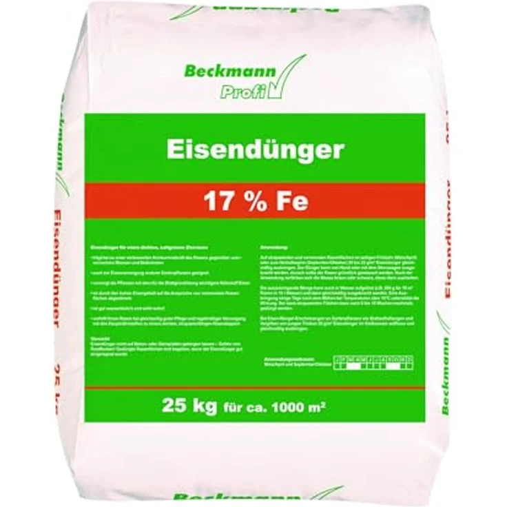 Beckmann Profi Eisendünger, 25 kg mit 18,5% Eisen, ideal für dichten, sattgrünen Rasen – Bild 1