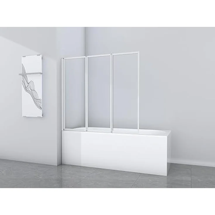 Marwell Badewannenfaltwand White Star, Einscheibensicherheitsglas, weißes Aluminiumprofil, 3-flügelig – Bild 2