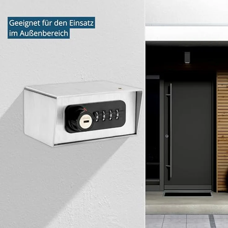 masunt Schlüsseldepot 440 M Code | Hochwertiger Schlüsselsafe mit Zahlenschloss | Aufbruchsicher | Für Außenbereich | Kompakte Größe | Edelstahl | Silber (V4A Edelstahl - extra korrosionsbeständig) – Bild 5