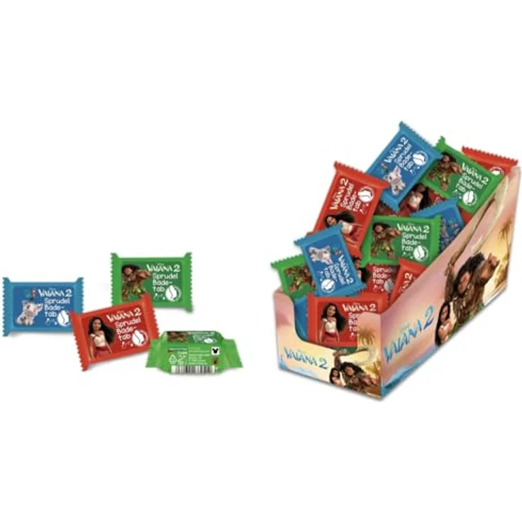 OUTDOOR FREAKZ Disney Vaiana 2 Sprudel-Badetablette, (grün, blau oder rot) - Plastikfreie Naturkosmetik, dermatologisch getestet, einzeln verpackt, 1 Stück, 10 Gramm – Bild 1