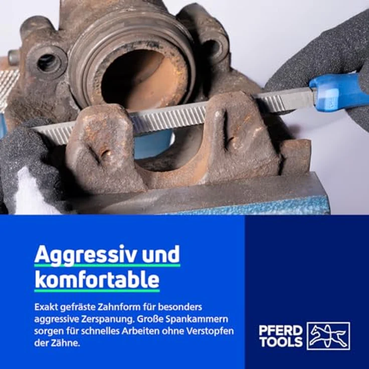 PFERD TOOLS Bremssattelfeile BSF 150, gefräste Zahnung, 150mm x 9,8mm, mit Griff, für Bremsanlagenwartung – Bild 6