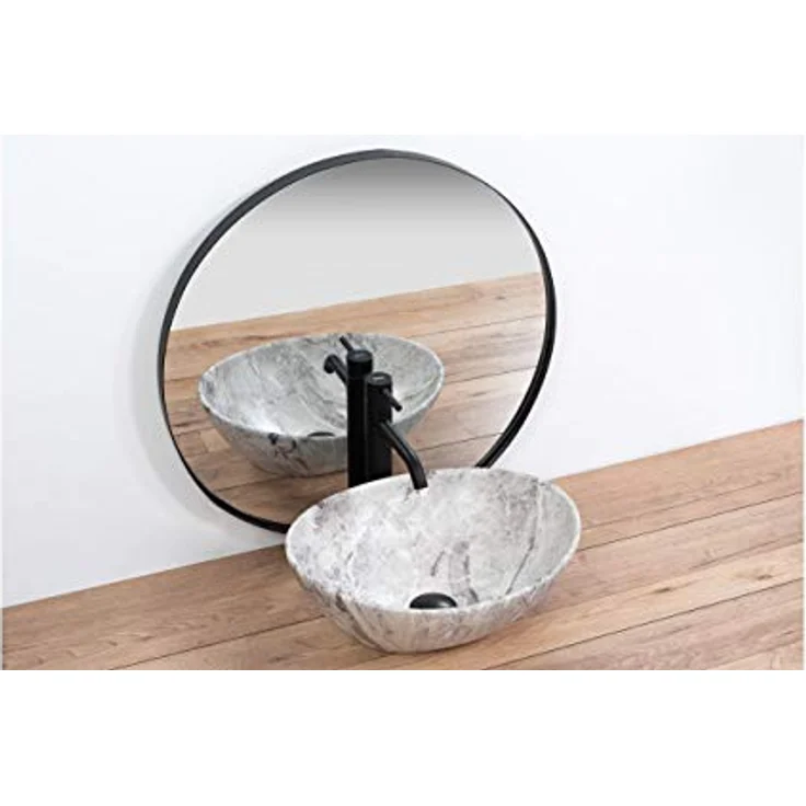Rea Sofia countertop washbasin 41 cm gray, Marmorstil, Sanitärkeramik, CE und NIH zertifiziert – Bild 2